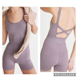 AEROPOSTALE Women’s Gray Purple Seamless Romper Onesie Strappy Back Size XS